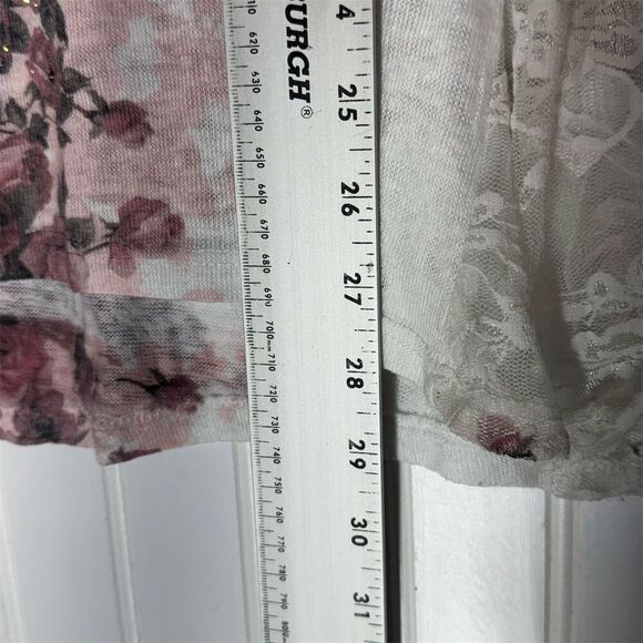 Vocal USA Floral Lace Back Tank Top Large Pink Roses Sparkle Boho Western - Picture 6 of 8